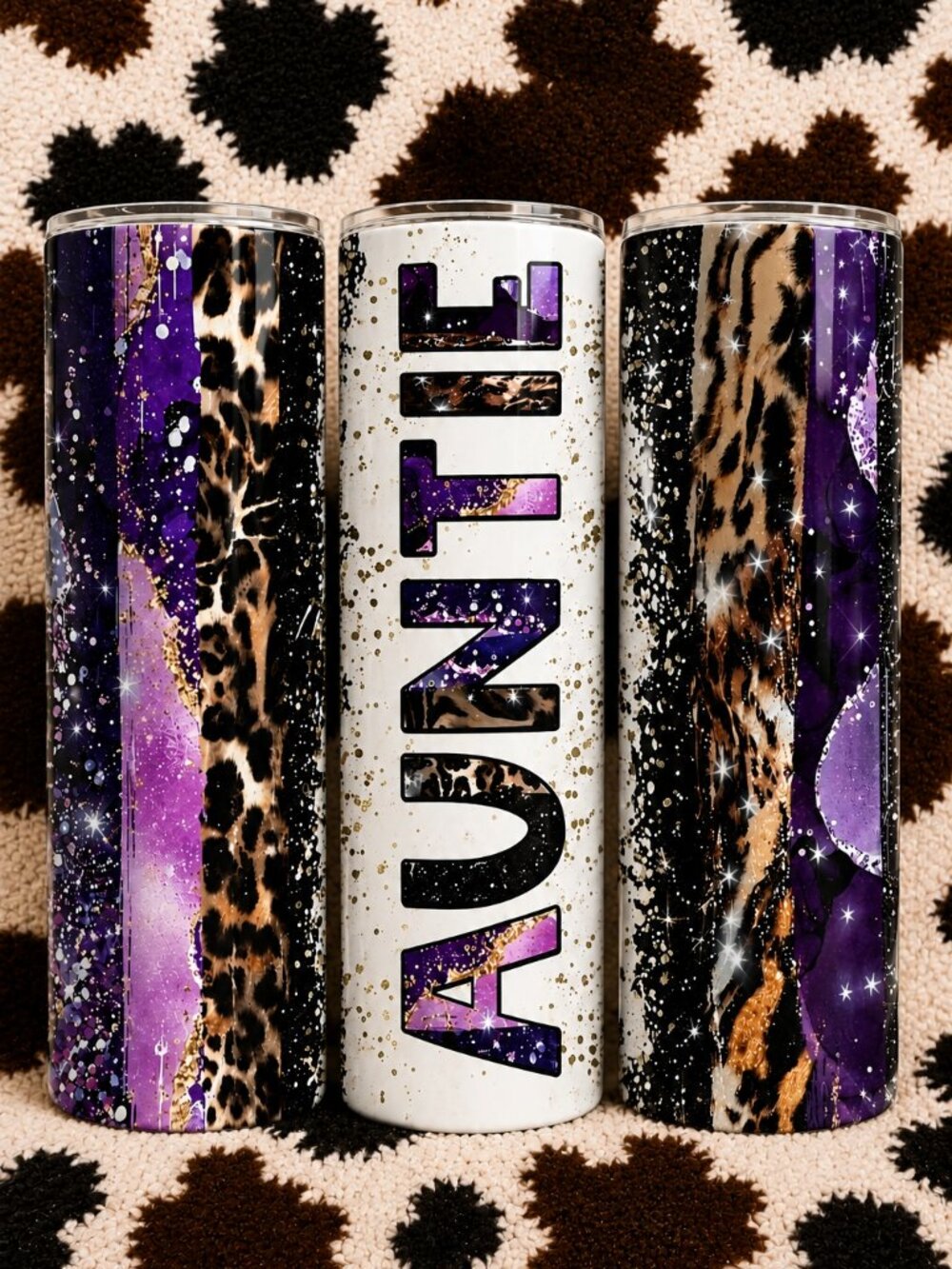Auntie Purple Aunt Custom 20oz Skinny Tumbler Insulated Drinkware Handmade Cup